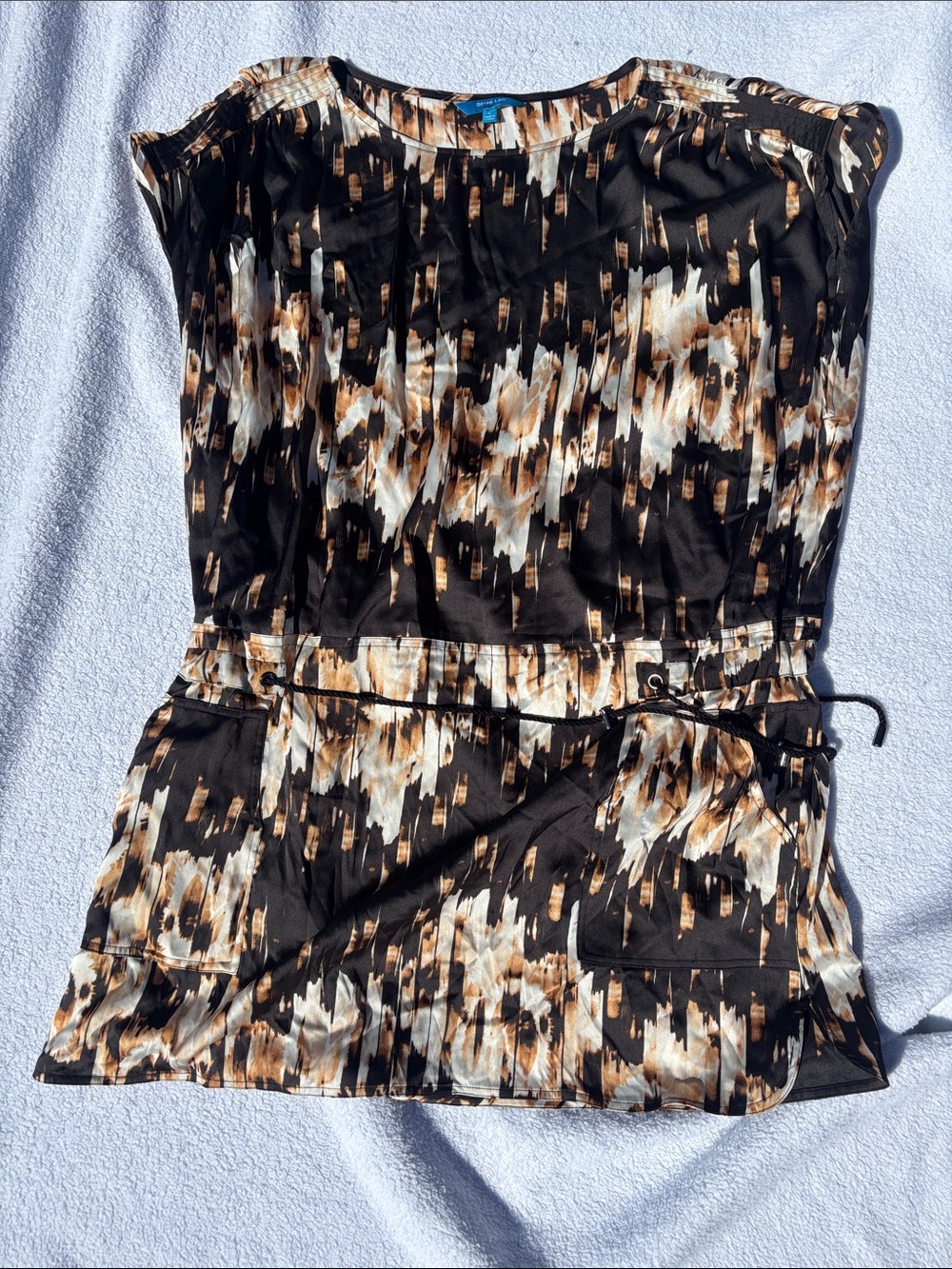 Derek Lam Black Brown & Cream Printed Swim Coverup